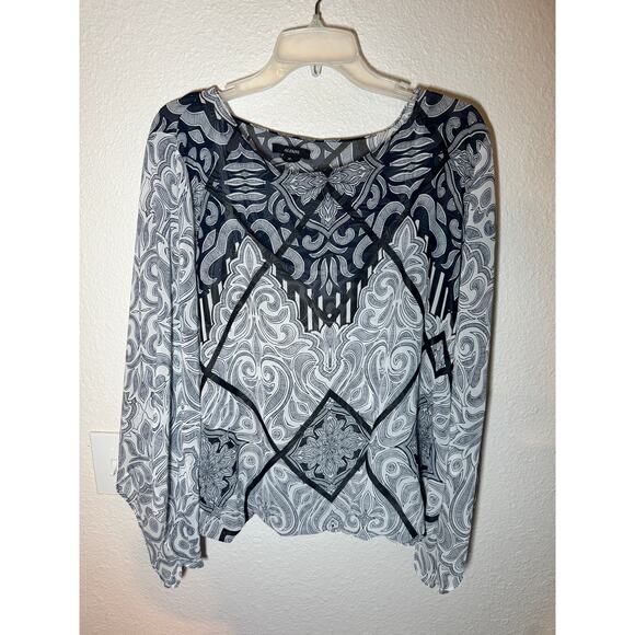 Size XL Printed Black and White Alfani Top - Picture 1 of 3